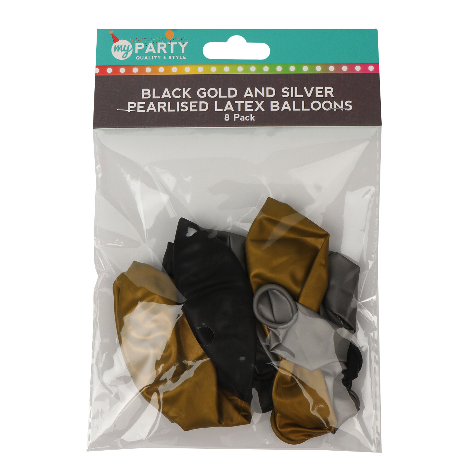 Pack of 8 Pearlised Balloons Gold Wilko