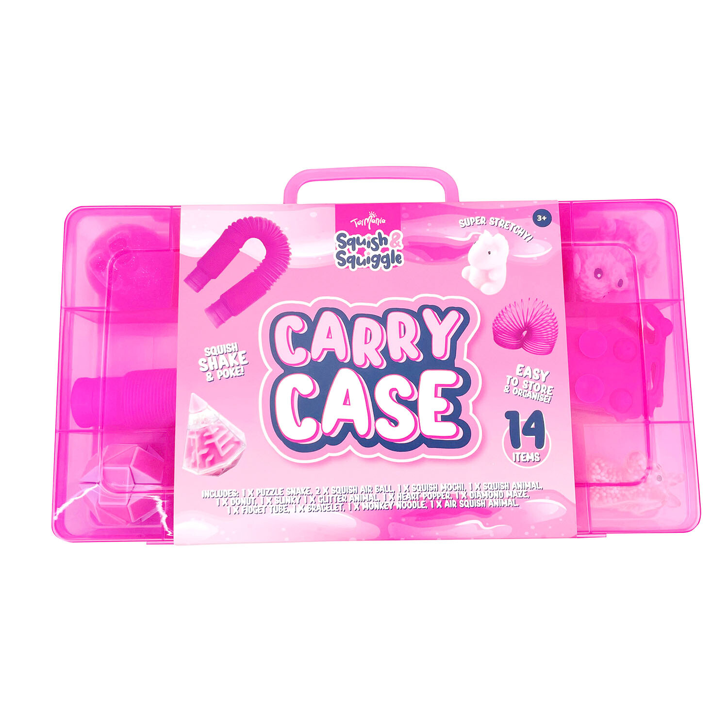 Squggle Box Squish & Squiggle 14 Piece Tackle Box - Pink or Purple | Wilko