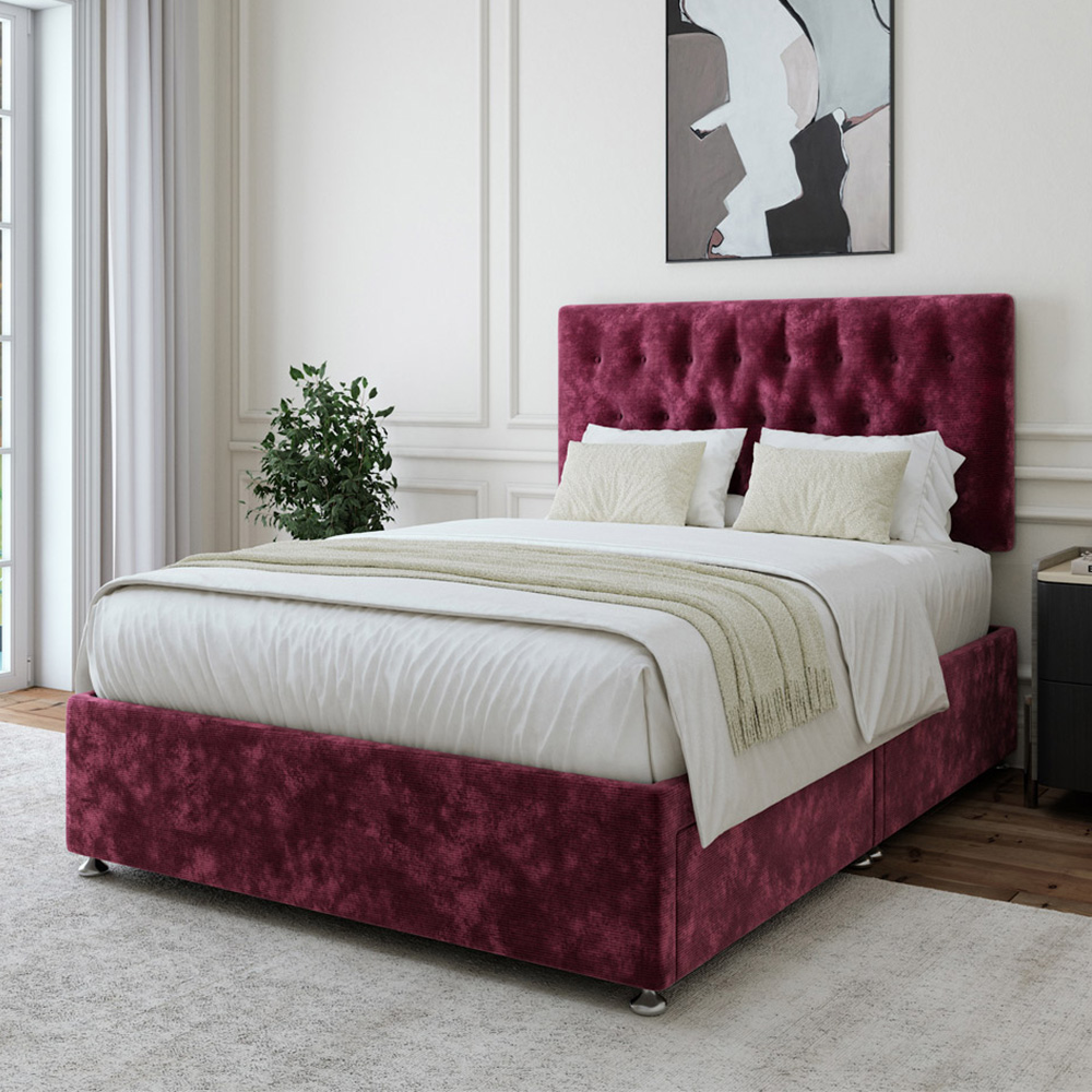 Bedmaster Super King Aubergine Chenille 2 Drawer Divan Base with Lona ...