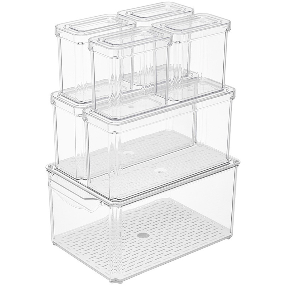 Living and Home Clear Stackable Fridge Organiser Storage Box Set with ...