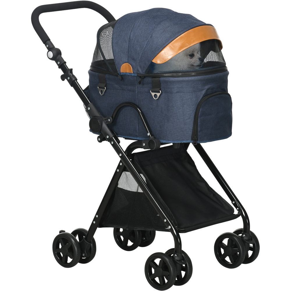 PawHut Luxury Foldable Pet Stroller with Detachable Carrier Wilko