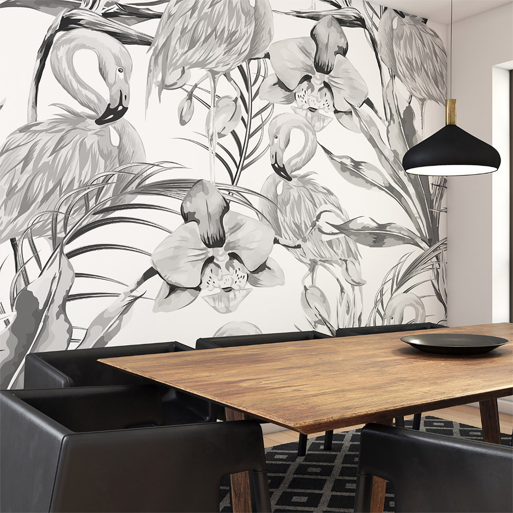 Origin Murals Paradise Flamingo Black Wall Mural | Wilko
