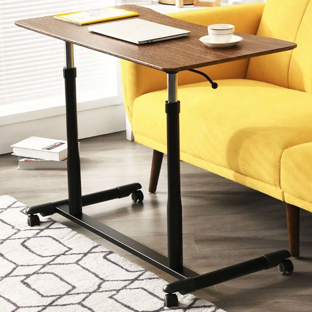 Costway Coffee Adjustable Laptop Table with Wheels | Wilko