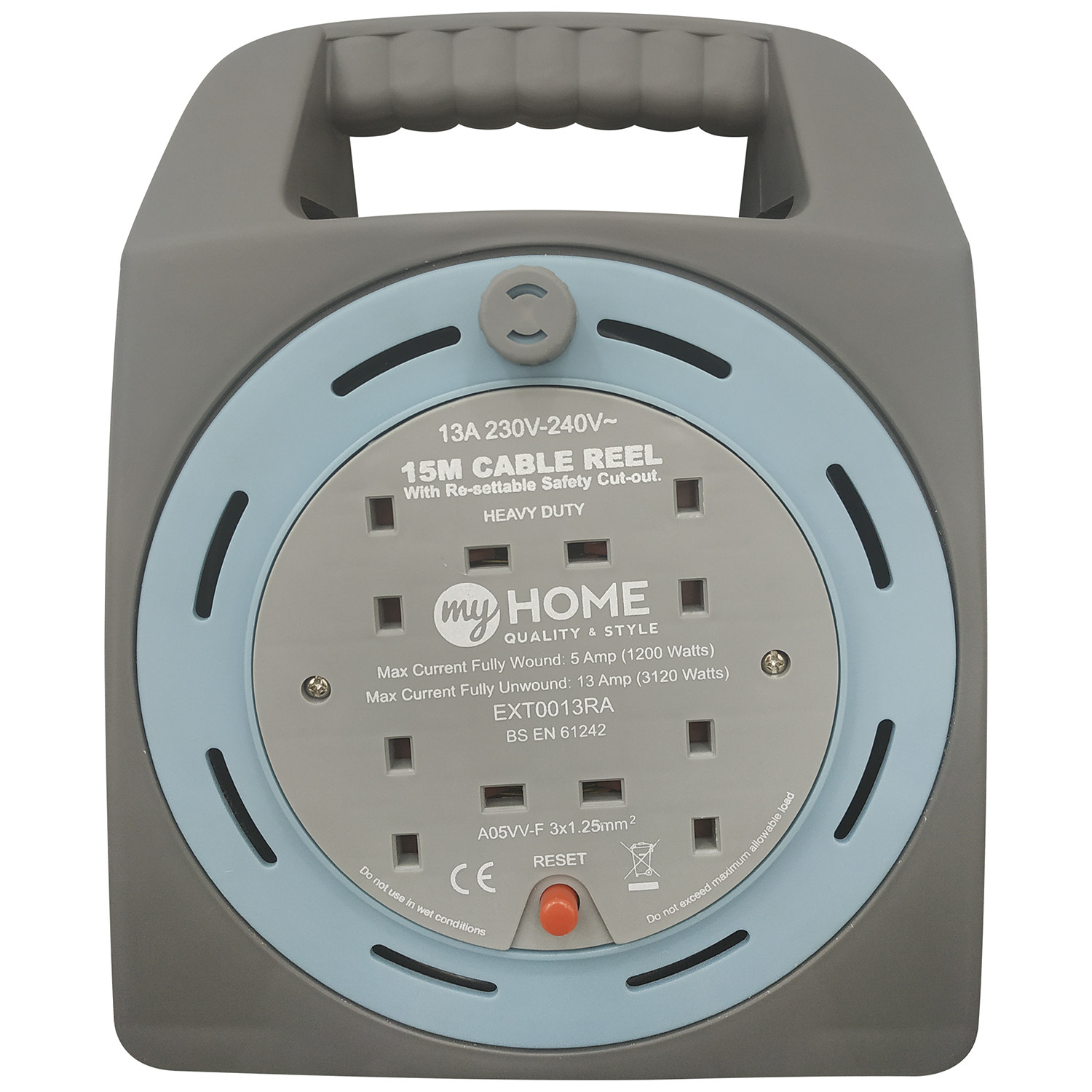 My Home 4 Gang Extension Cable Reel 15M Wilko