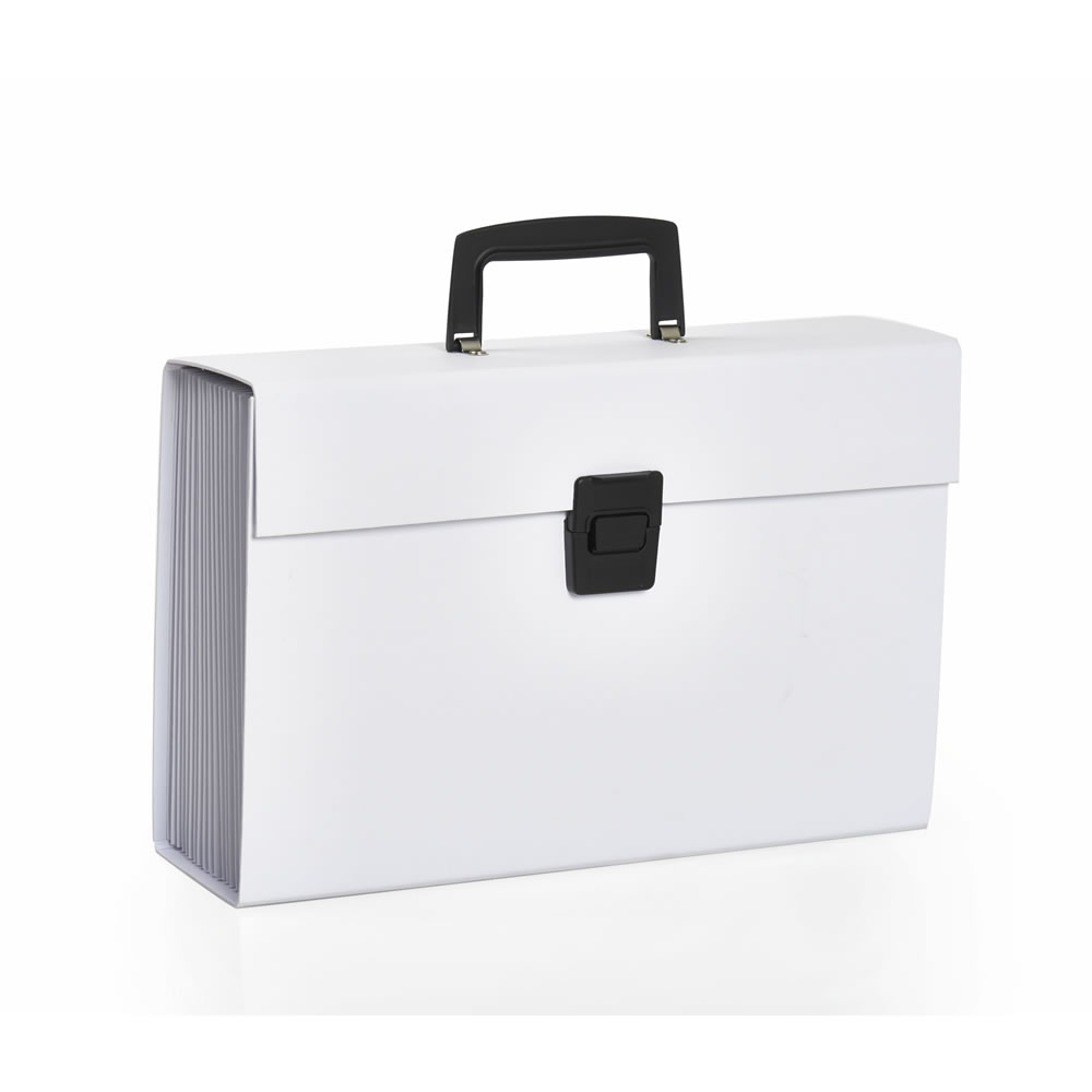 Wilko White Linen Effect Expandable Home Box File Wilko