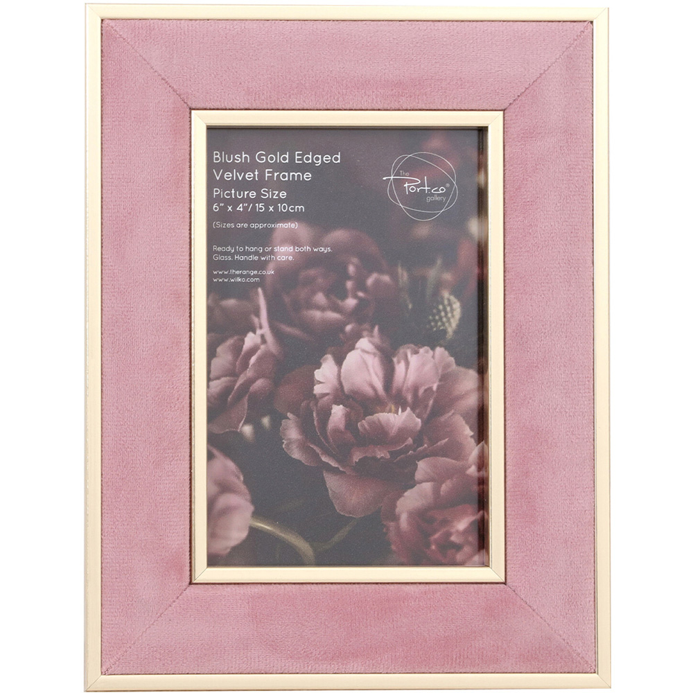 Gold Edged Velvet Photo Frame Blush | Wilko