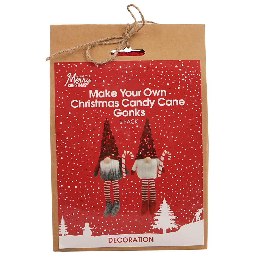Pack of 2 Make Your Own Christmas Candy Cane Gonks - Red & White | Wilko