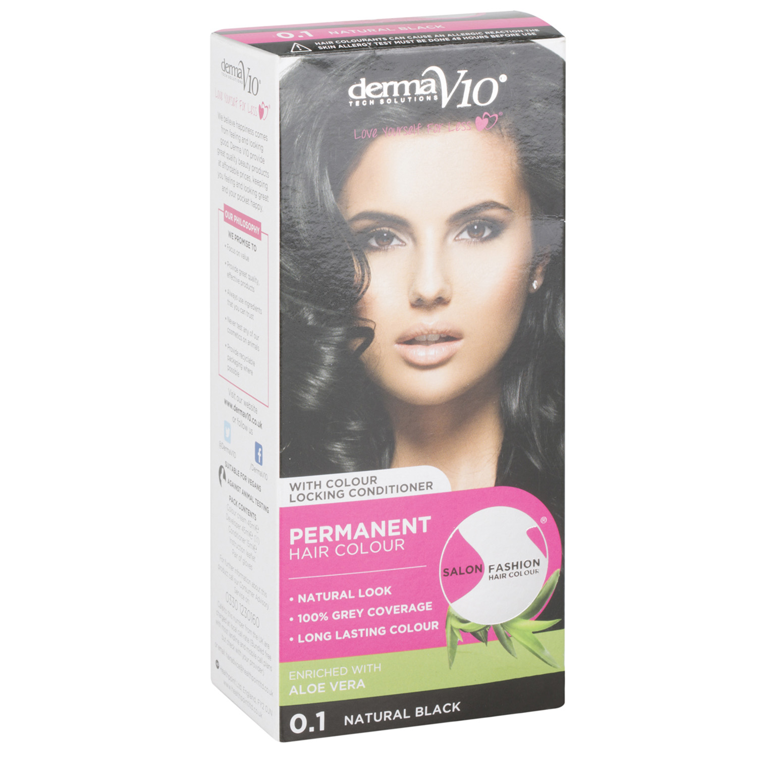 DermaV10 Salon Fashion Natural Black Permanent Hair Dye Wilko