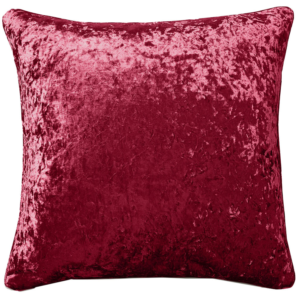 Intimates Plain Crushed Velvet Raspberry Filled Cushion 43 x 43cm 2 ...