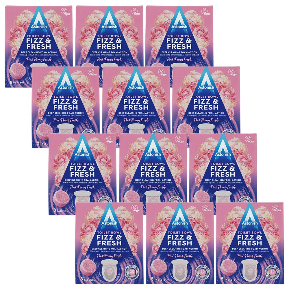 Astonish Fizz and Fresh Pink Toilet Tablets 8 Pack Case of 12 Wilko