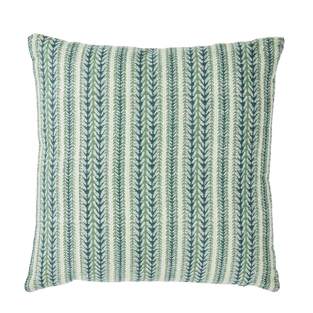 Wilko Woven Stripe Cushion Green 43 x 43cm Wilko