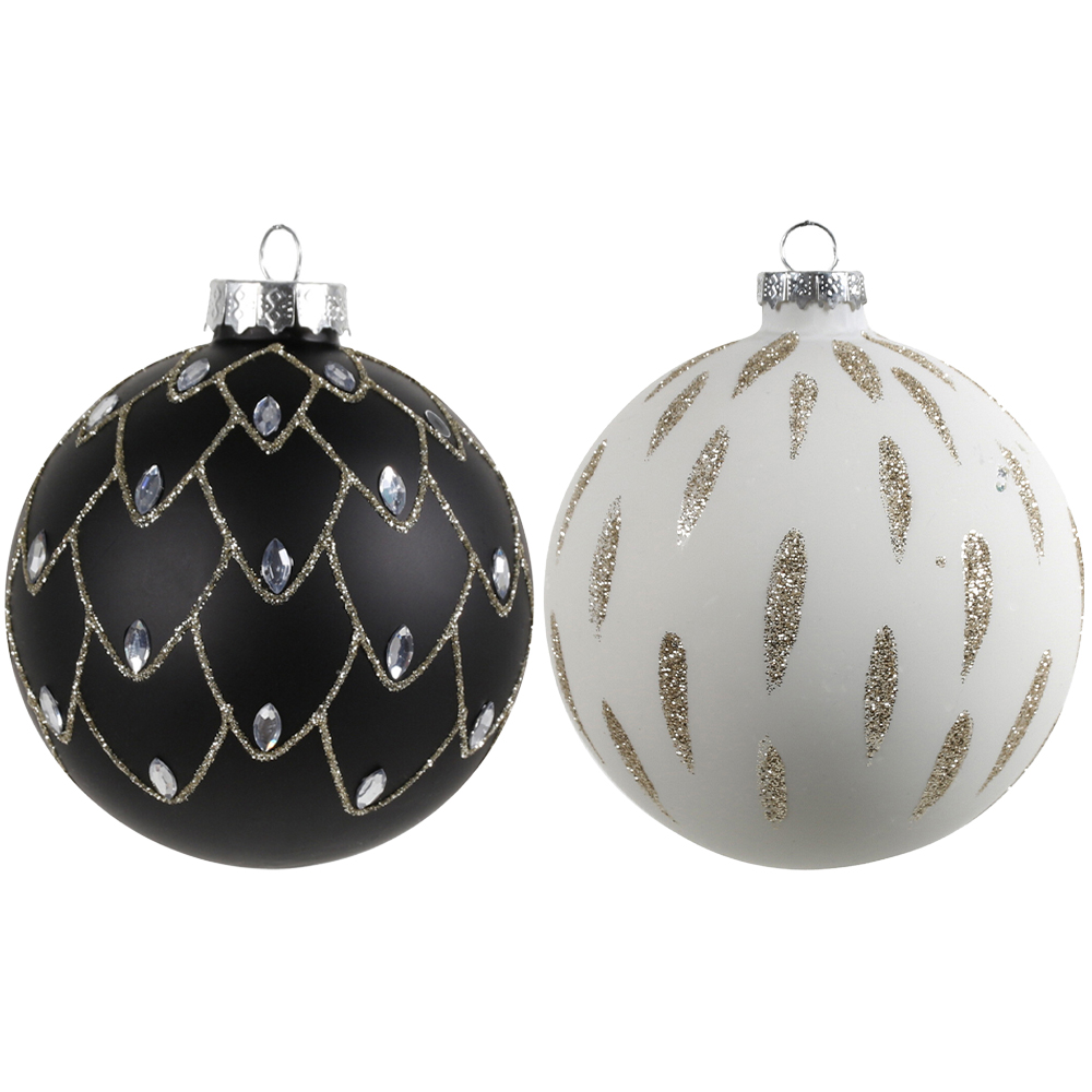 Single Chic Noir Matte Glitter Bauble in Assorted styles | Wilko