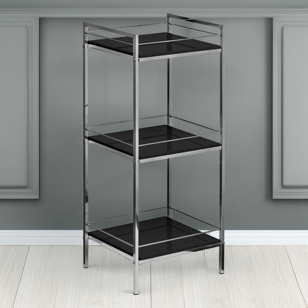 Premier Housewares 3 Tier Black High Gloss Shelf Unit | Wilko