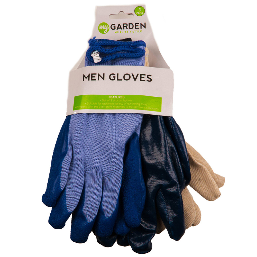 My Garden Mens Gloves 3 Pack Wilko
