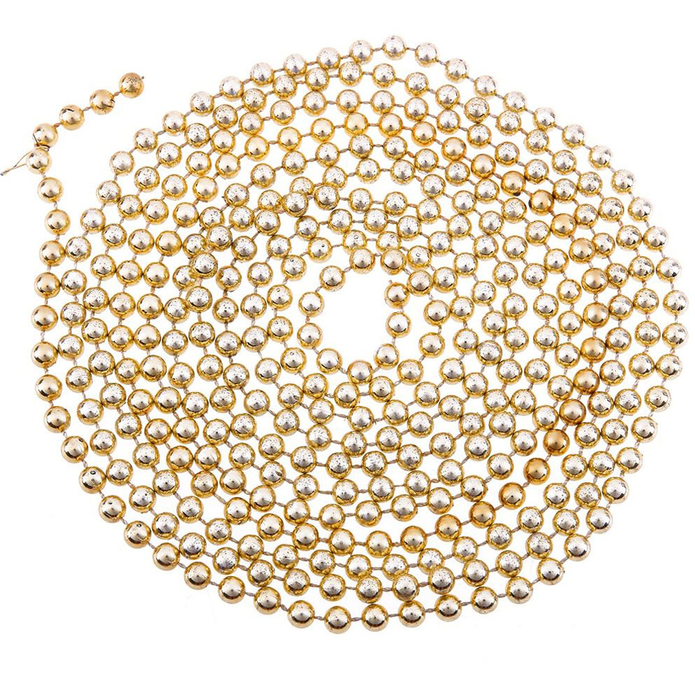 Shatchi Christmas Gold Metallic Hanging Bead Garland 24ft | Wilko