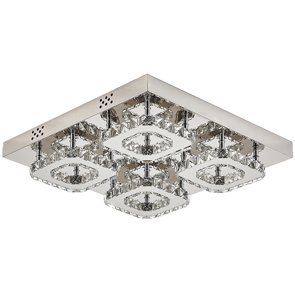 Living and Home 16 inch Square Glamourous crystal LED Ceiling Light | Wilko