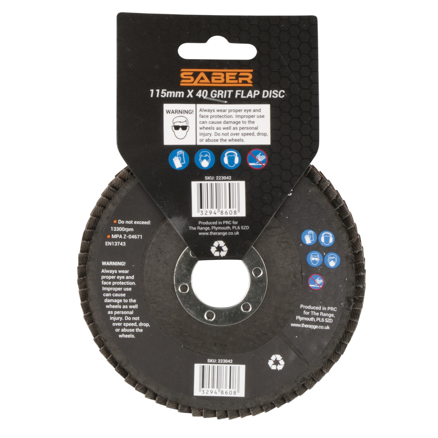 Saber Angle Grinder Disc 115mm x 40 Grit Wilko