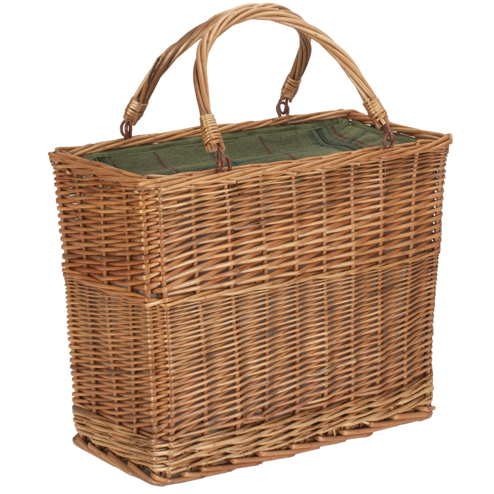 Red Hamper Green Tweed Rectangular Wicker Cooler Basket Wilko