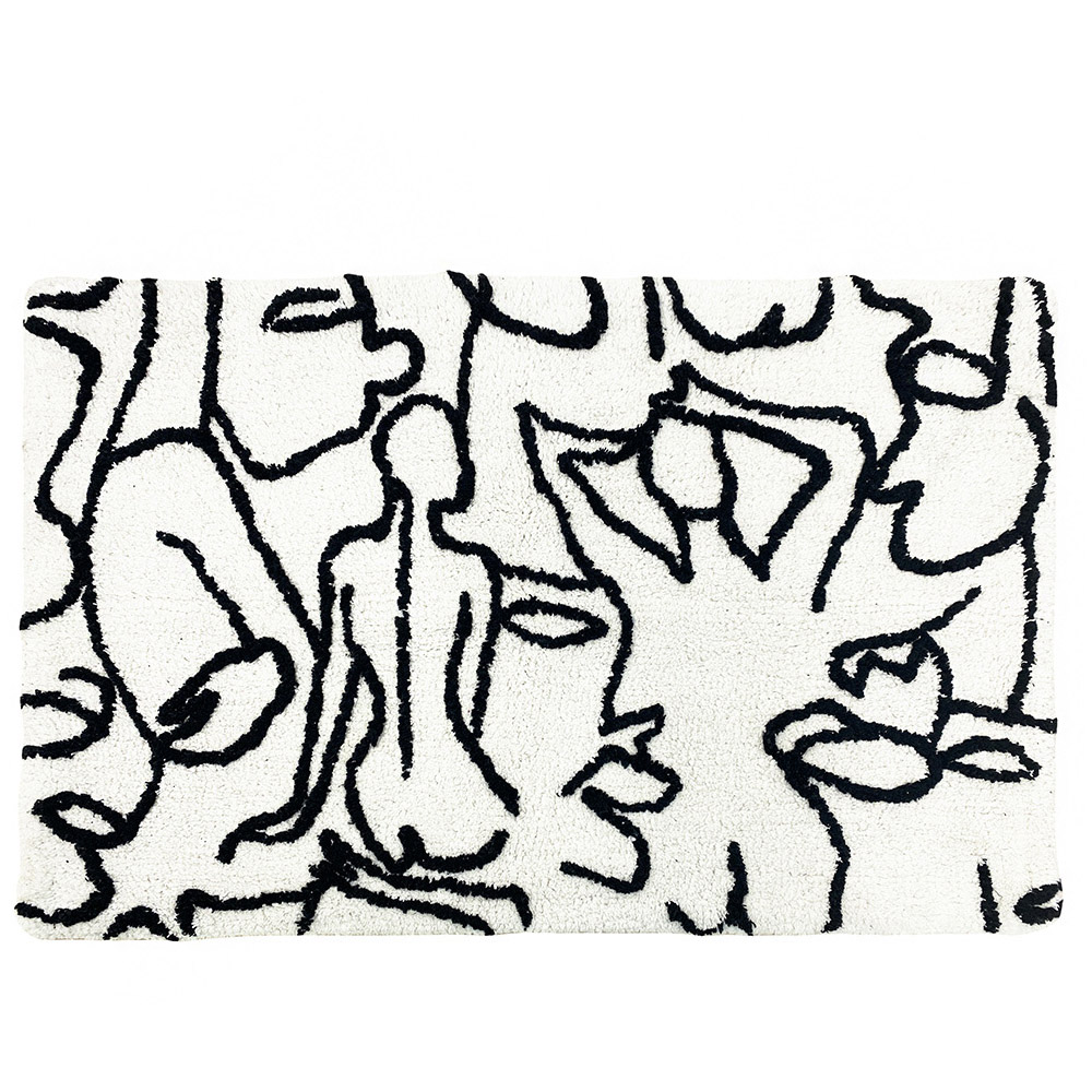 furn. Everybody Cotton AntiSlip Cream and Black Bath Mat Wilko