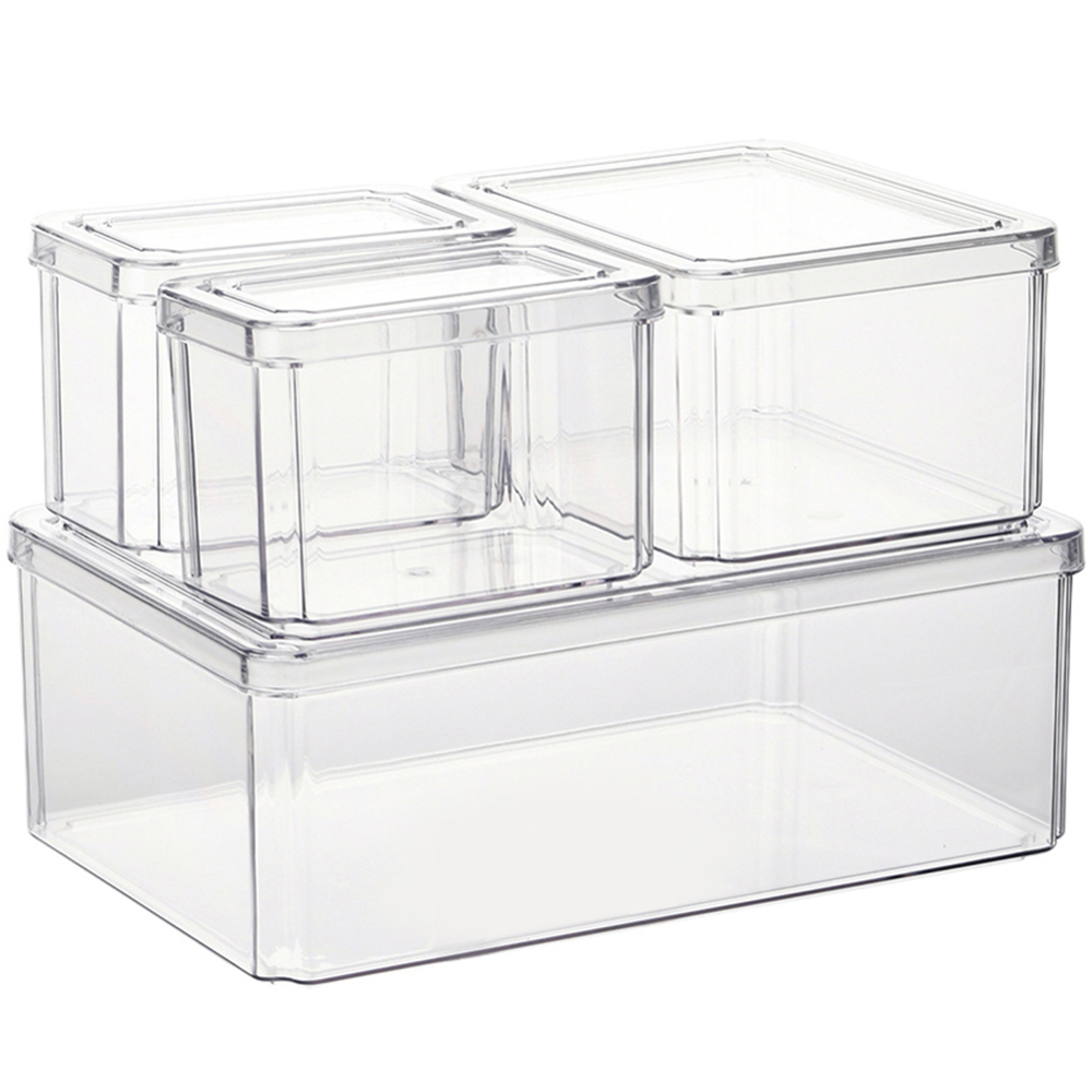 Living and Home 4 Piece Transparent Refrigerator Bins Organiser Set | Wilko