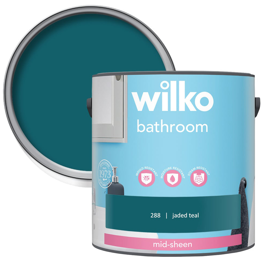 Wilko Bathroom Jaded Teal Mid Sheen Emulsion Paint 2.5L | Wilko
