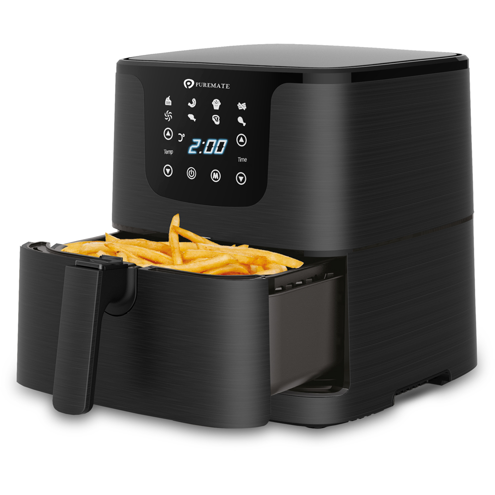 PureMate Black Digital Air Fryer with Timer 5.5L Wilko