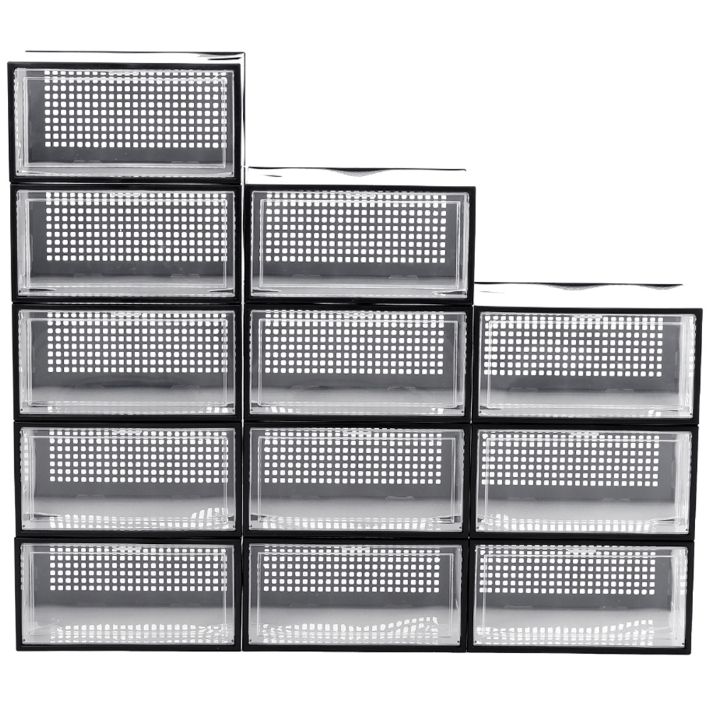 Living and Home Set of 12 Clear Plastic Stackable Shoe Storage Box 16 ...