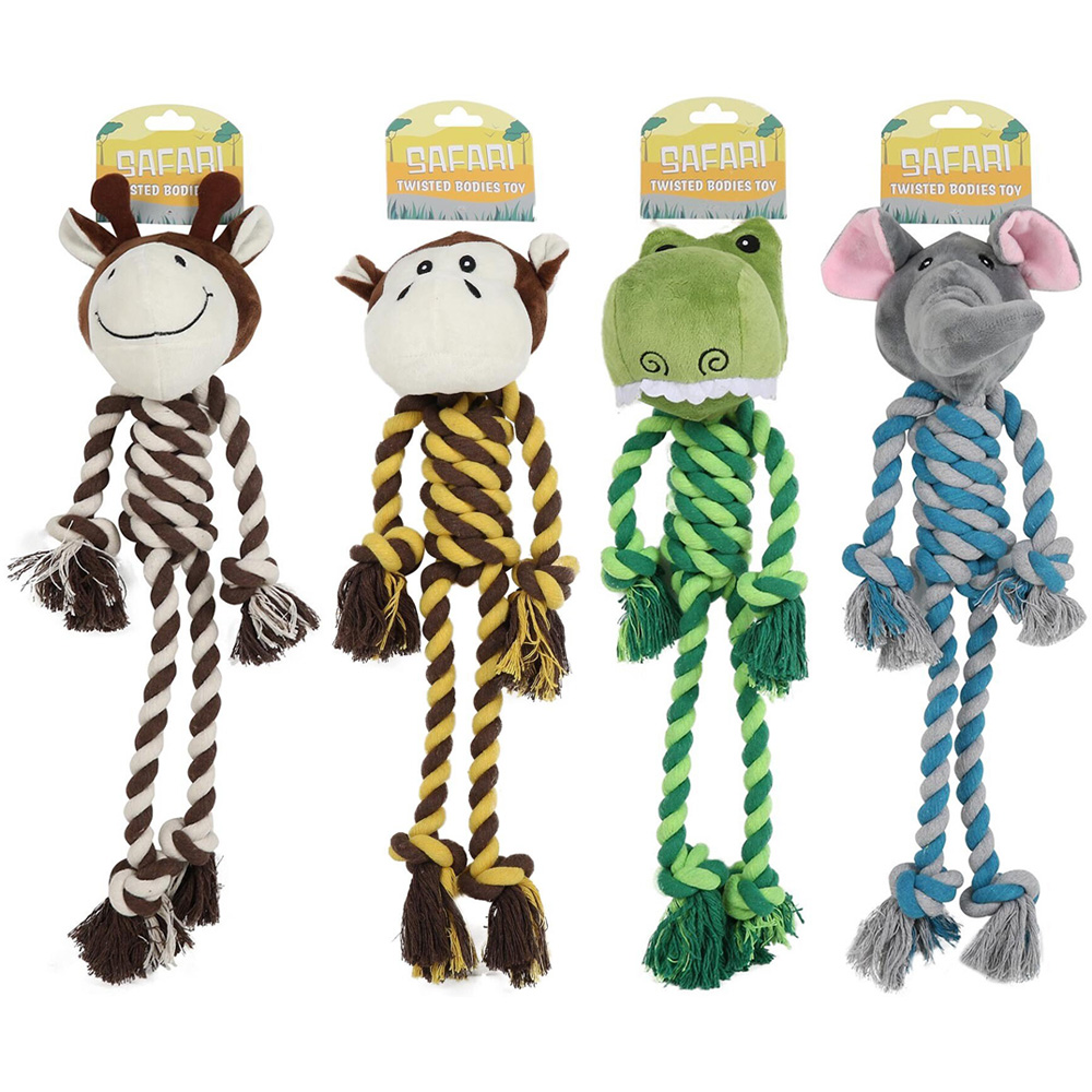 Single Safari Twisted Bodies Rope Dog Toy in Assorted styles | Wilko