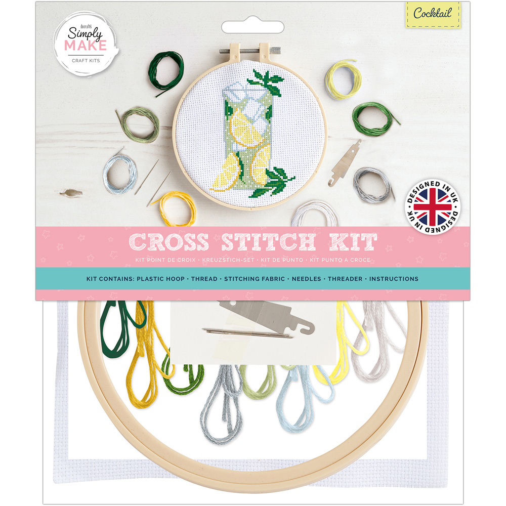 Simply Make Cocktail Cross Stitch Craft Kit Wilko