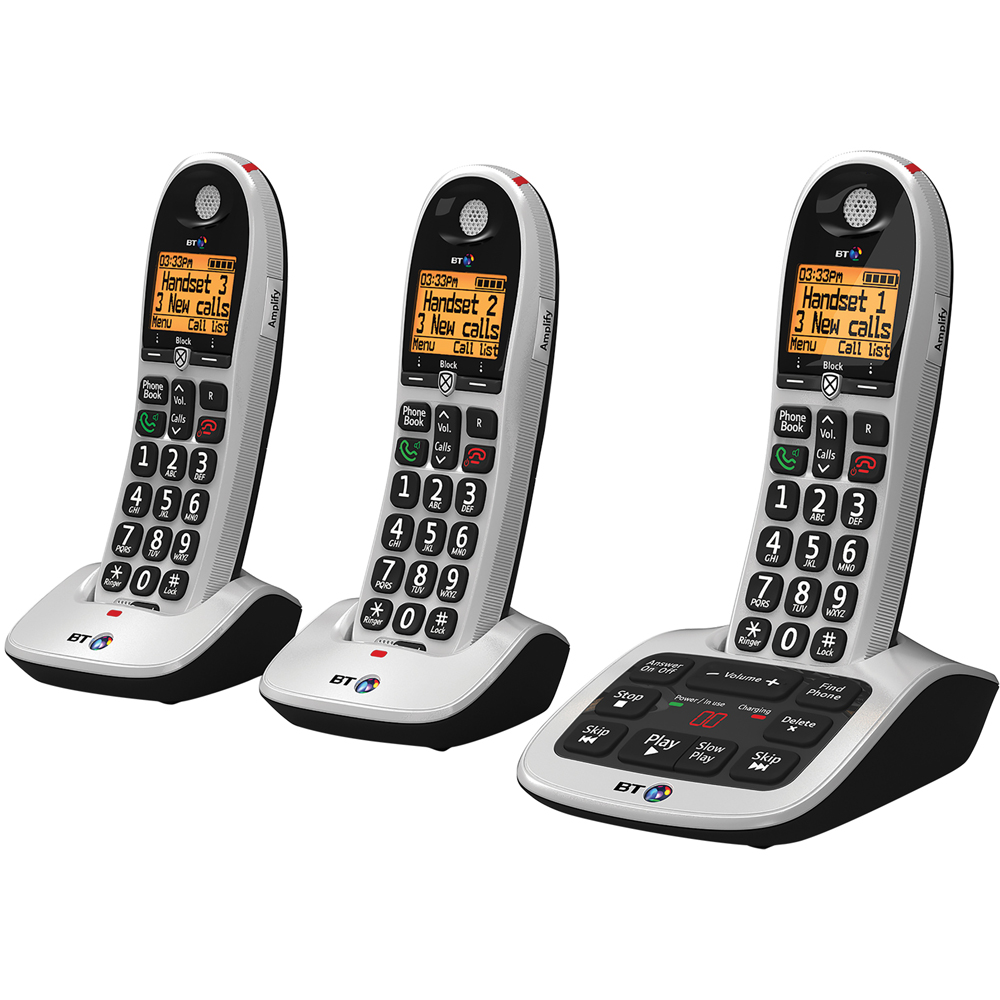 BT Big Button 4600 Telephone with Answer Machine Trio Pack | Wilko