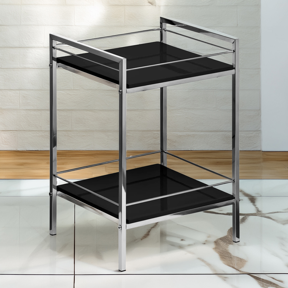 Premier Housewares 2 Tier Black High Gloss Shelf Unit | Wilko