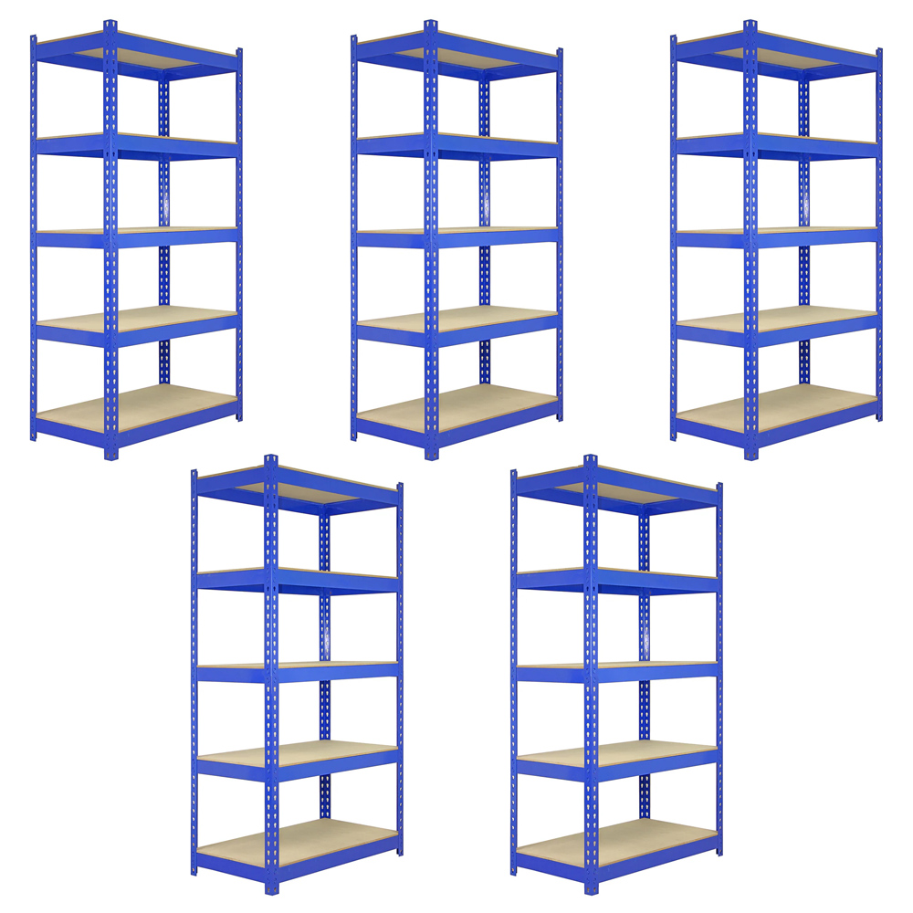 Monster Shop Q-Rax Blue Metal Racking Units 182.5 x 90 x 50cm 5 Pack ...