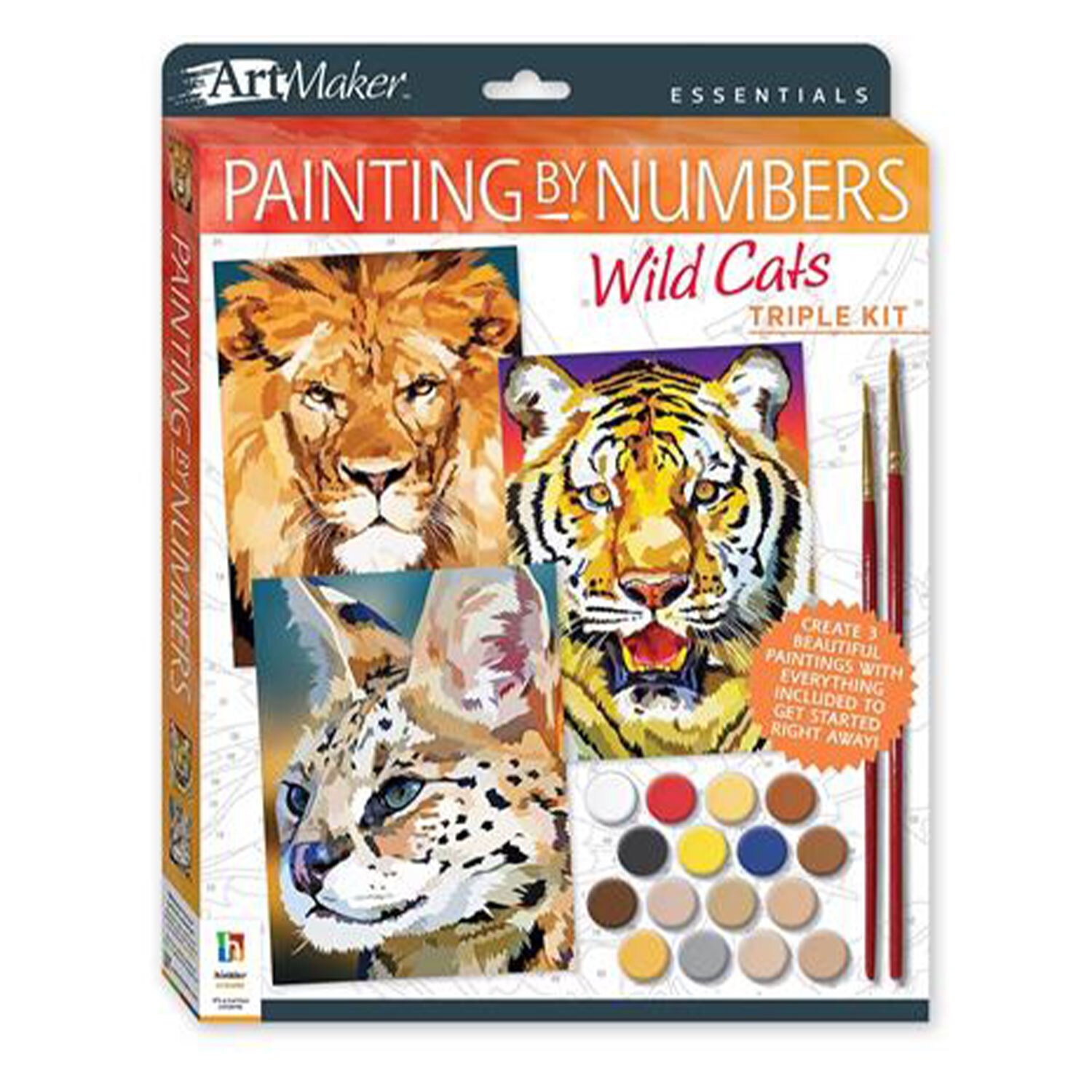 Painting By Numbers Wild Cats Triple Kit Wilko