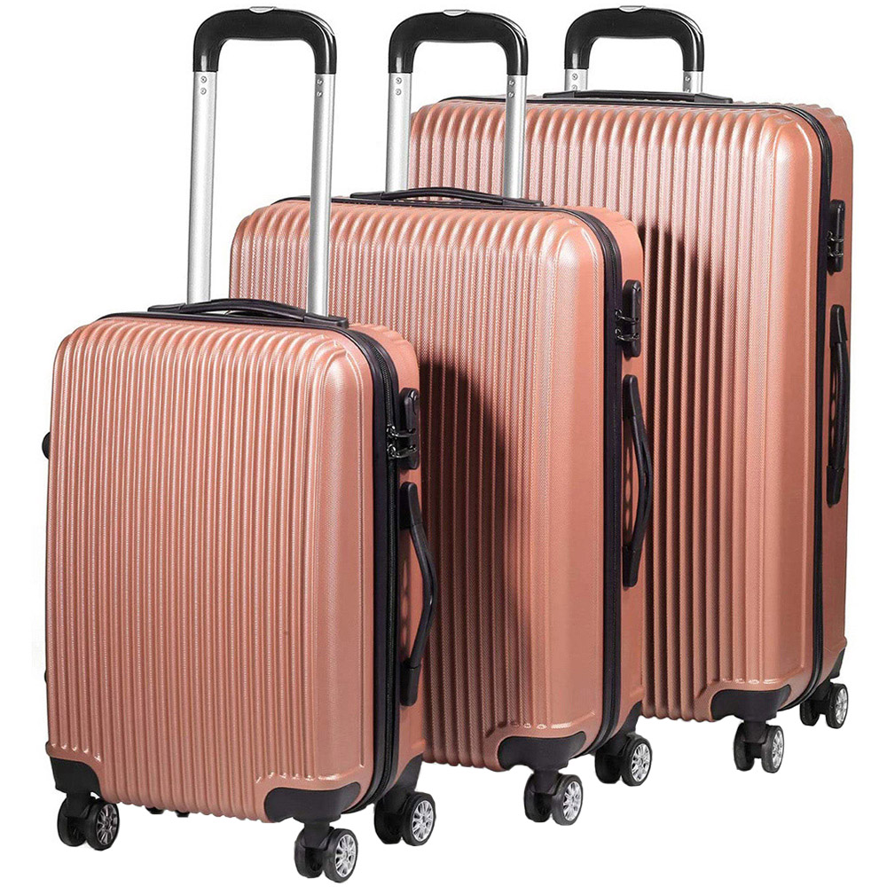 SA Products Set of 3 Rose Gold Hard Shell Lightweight Luggage Wilko