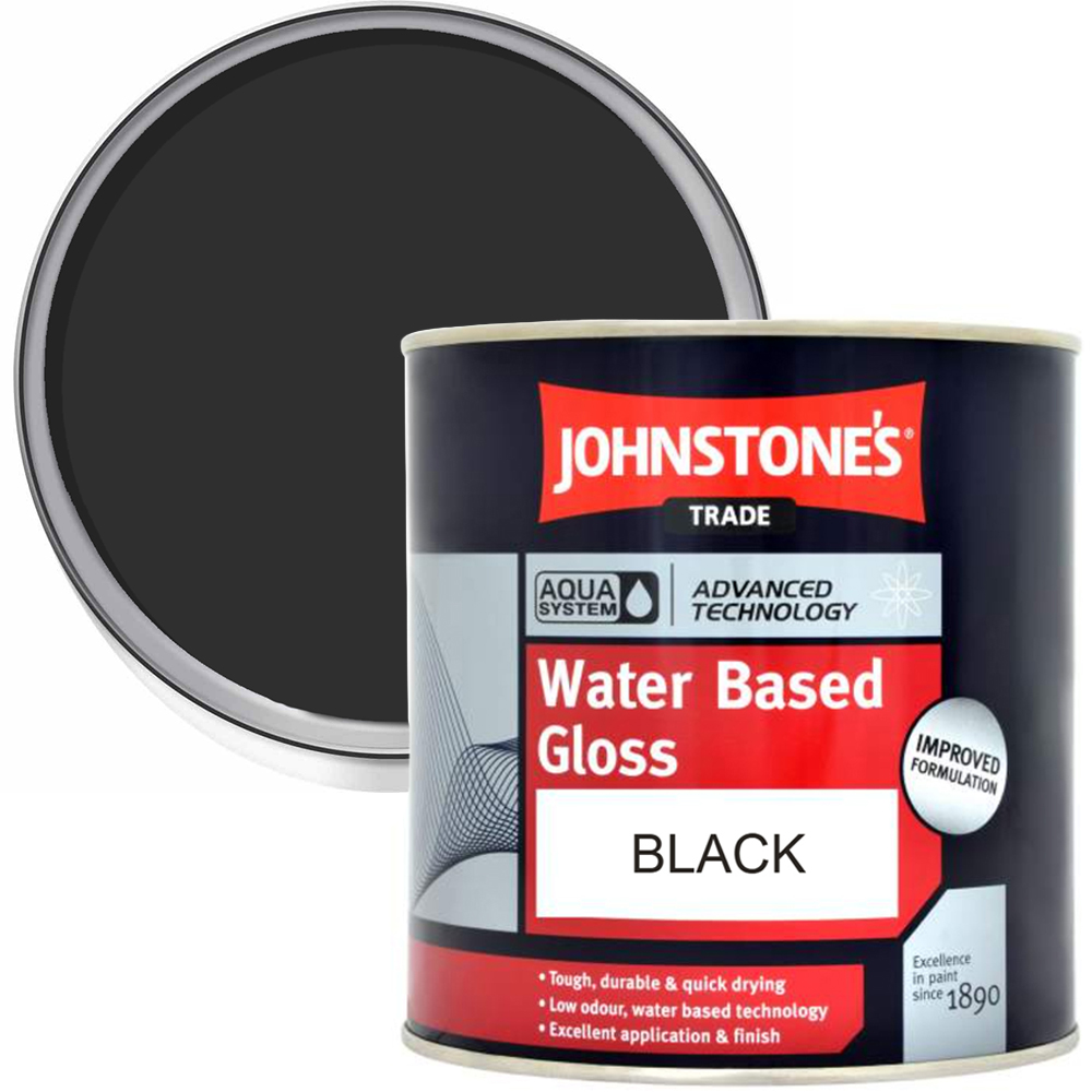 Johnstone's Trade Aqua Black Gloss Paint 1L | Wilko