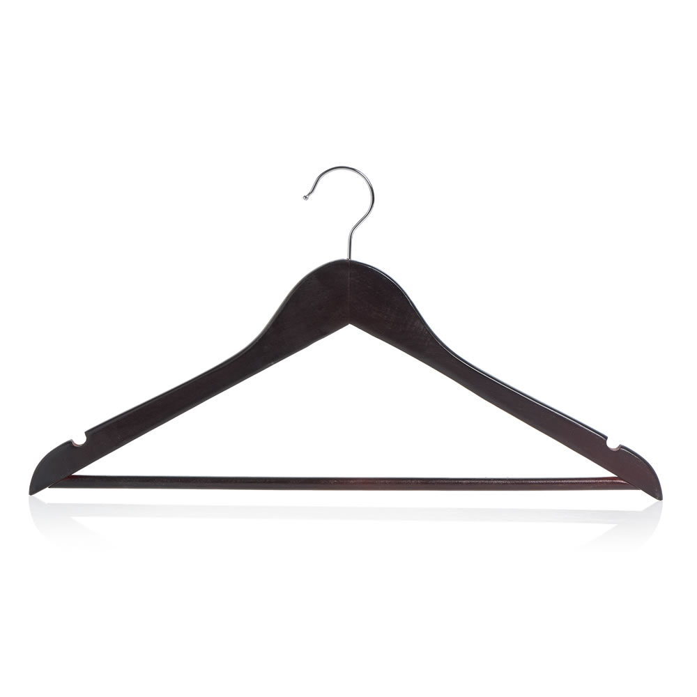 Wilko Mahogany Wooden Coat Hangers 5 pack Wilko