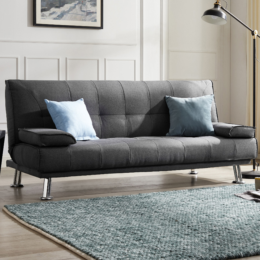 Home Detail Montana 2 Seater Charcoal Grey Fabric Sofa Bed | Wilko