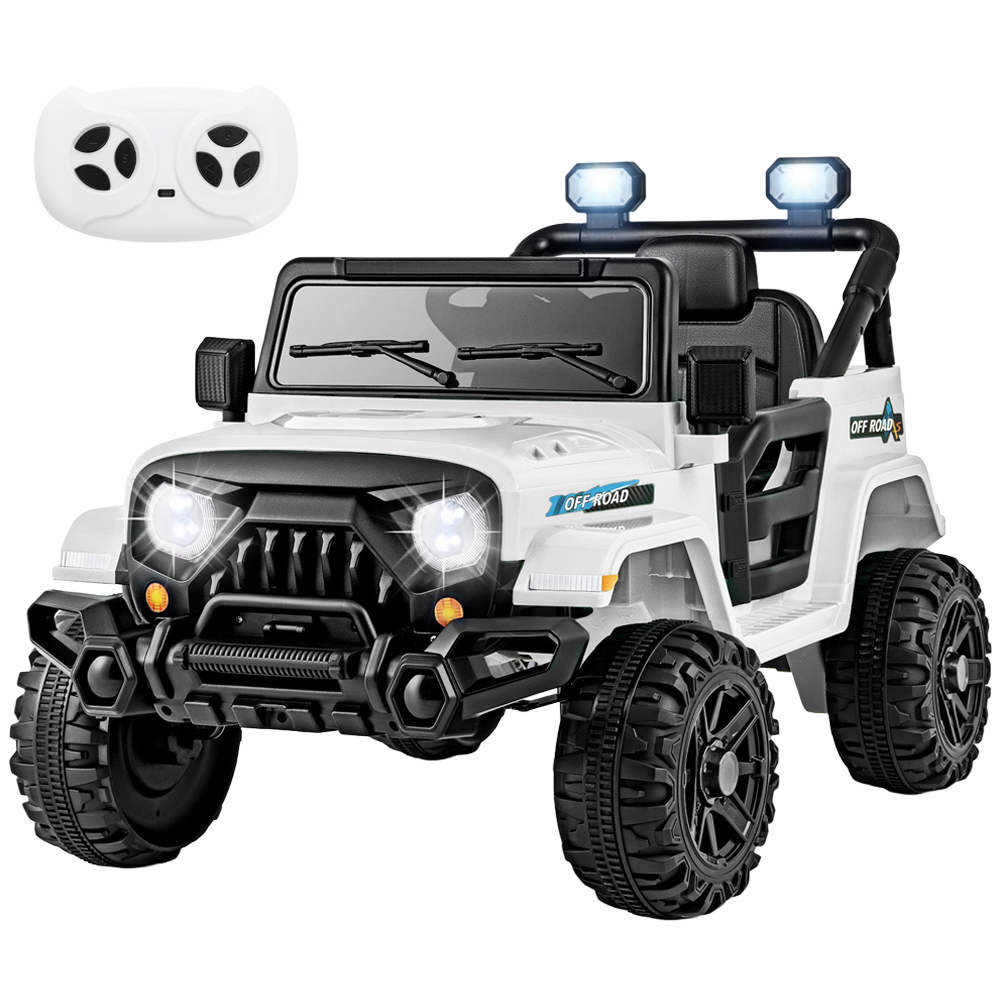 White Ride On Costway Kids White Ride On Truck with Remote Control and 3 Speeds 12V ...