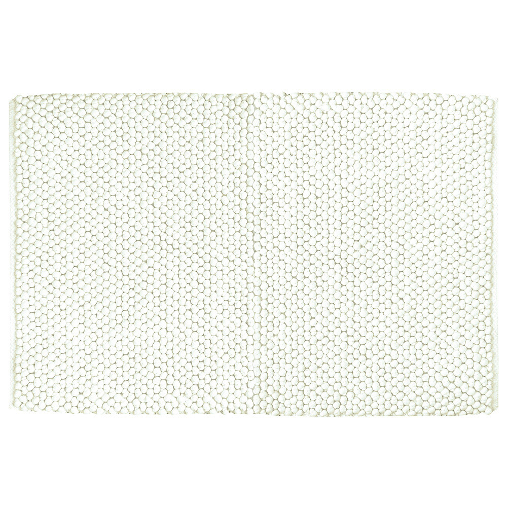 furn. Bobble Woven AntiSlip Cream Bath Mat Wilko