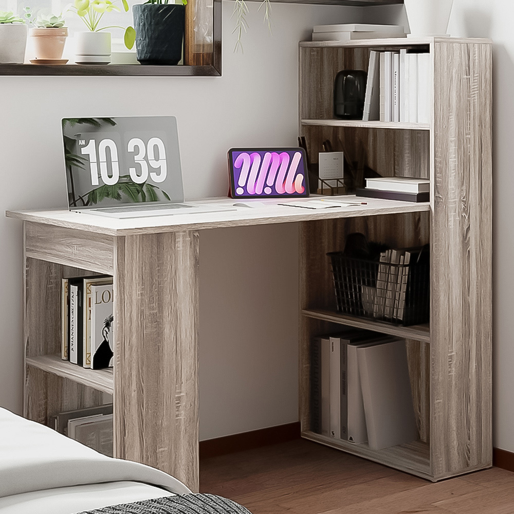 HOMCOM 6 Shelf Computer Table Grey | Wilko