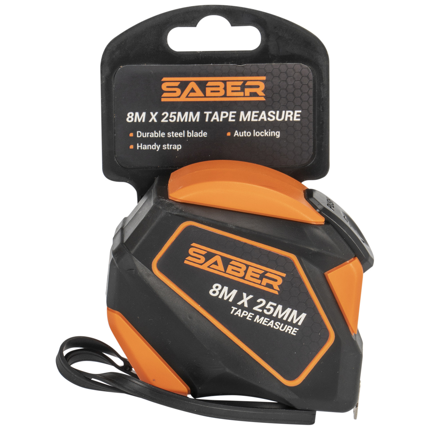 Saber Durable Tape Measure 8m Wilko