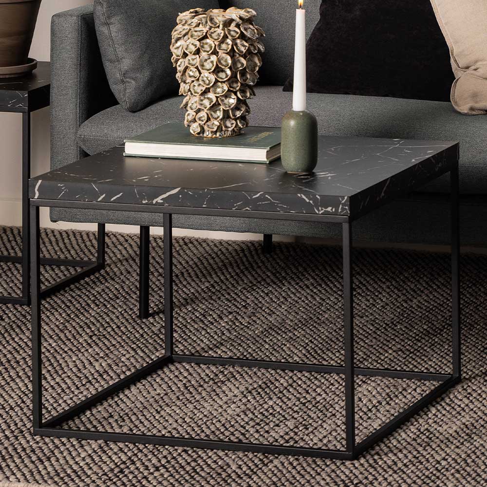 Florence Barossa Black Marble Marquina Top Side Table | Wilko