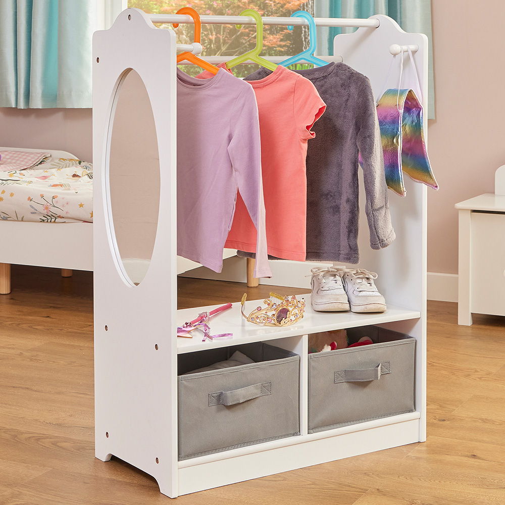 Liberty House Toys White Wooden Dress Up Unit with Storage | Wilko