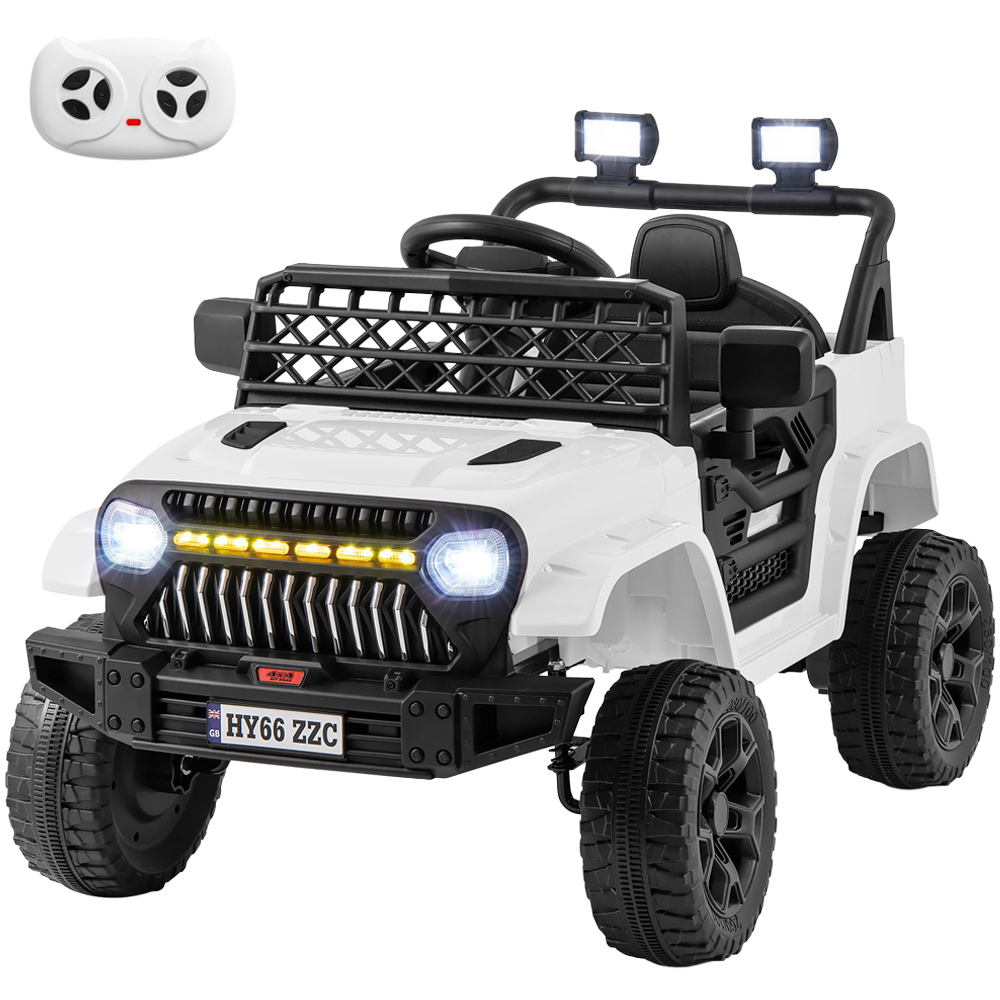 White Ride On Costway Kids White Ride On Truck with Remote Control and LED lights 12V ...