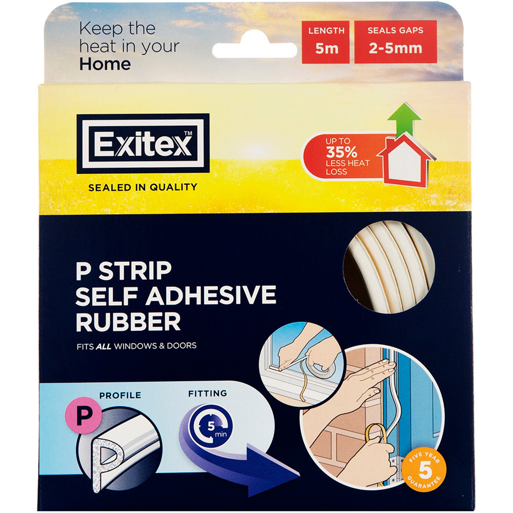 Exitex 5m P Strip Self Adhesive Rubber Draught Excluder Wilko