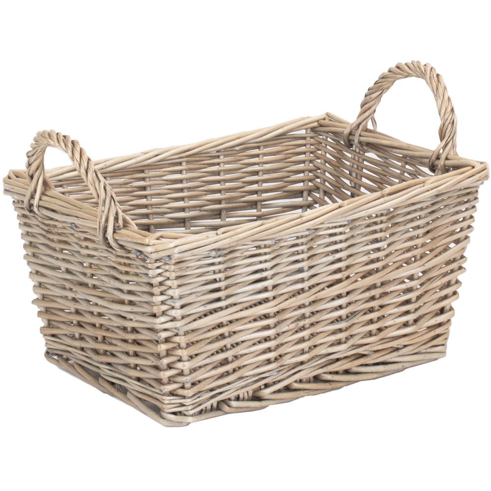 Red Hamper Medium Antique Wash Handled Wicker Storage Basket Wilko