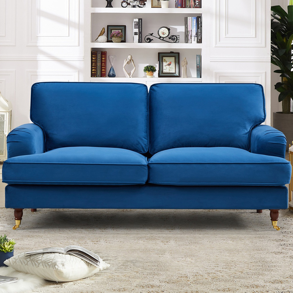Woodbury 2 Seater Blue Velvet Sofa | Wilko