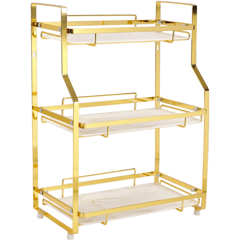 H&O Direct 3 Shelf Gold Storage Rack | Wilko