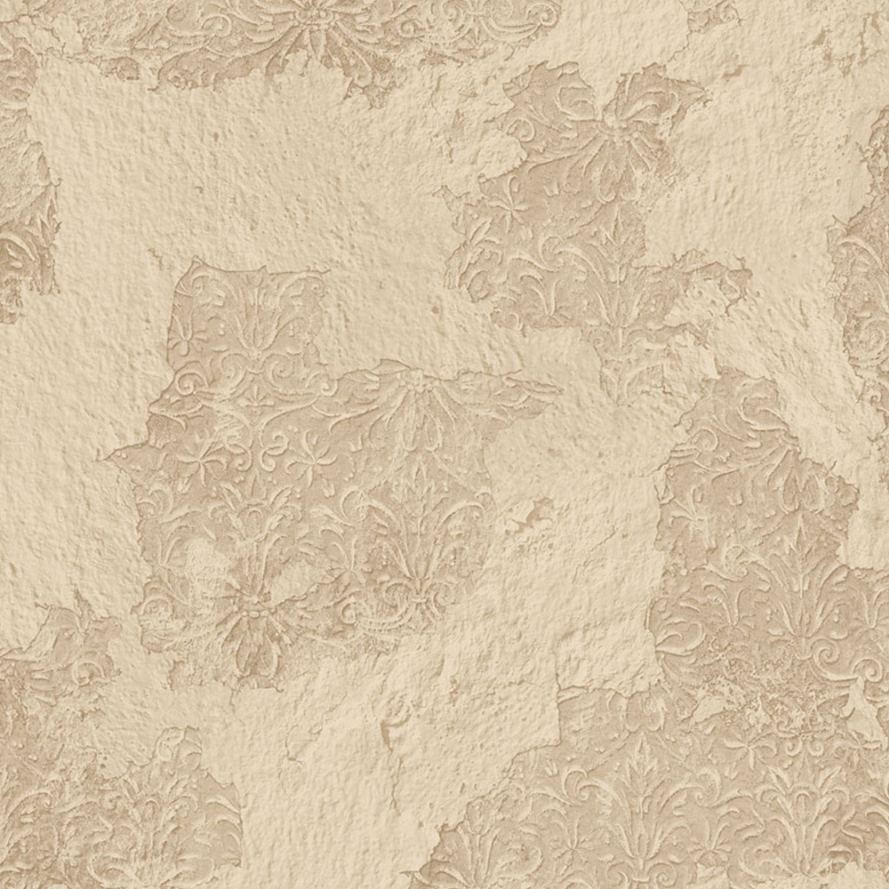 Galerie Grunge Vintage Damask Effect Ochre Wallpaper Wilko