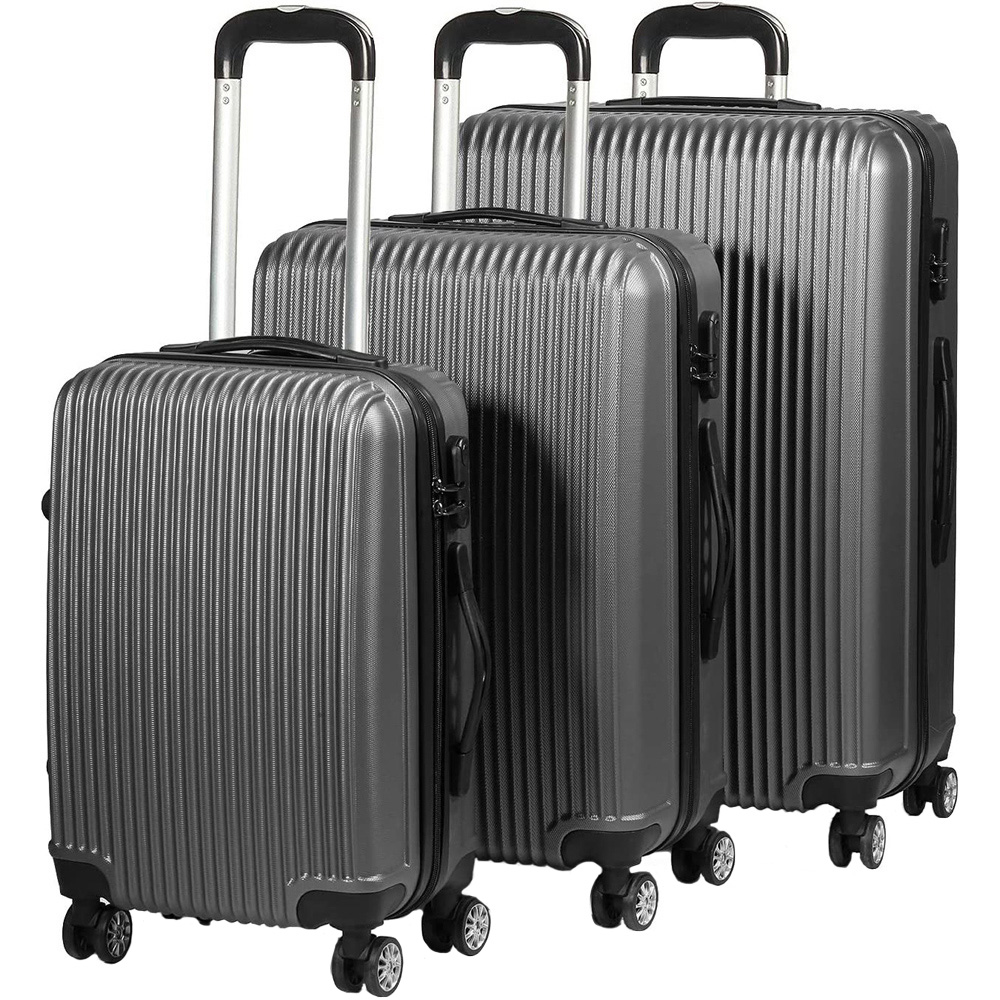 SA Products Black Hard Shell Lightweight Luggage Set of 3 Wilko